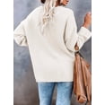 thumbnail image 2 of Women'S Oversized Sweaters Batwing Long Sleeve Loose V Neck Button Henley Tops Pullover Knit Jumper Cream White S, 2 of 4