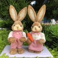 thumbnail image 1 of Par de conejos de paja de 35 cm, bonitos adornos de estilo retro, estilo Mori, decoración para el hogar, escenario, tienda, estilo pastoral, 1 of 6