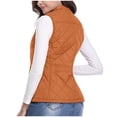 thumbnail image 4 of Sahpxhe Women's Quilted Vest Zip Up Stand Collar Sleeveless Lightweight Puffer Gilet Travel Outdoor Warm Padded Layering Jacket Orange L, 4 of 9