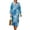 Blue and White - Palm Tree Plumeria, variant on DISNIMO Womens Linen Style Dresses Floral Printed 3/4 Sleeve Maxi Dress Casual V Neck Midi Dresses Loose Fit Dress, S
