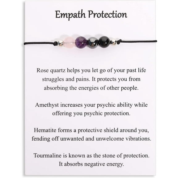 Empath Protection Bracelet Empath Bracelets Gifts For Her Natural Healing Crystal Beaded Bracelet, Tourmaline, Amethyst, Hematite, Rose Quartz, Jewelry For Best Friends Daughter Mom[z2000]