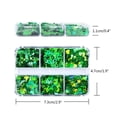 thumbnail image 2 of Accesorios para decoración de uñas, caja pequeña de 6 celdas con lentejuelas verdes de cuatro hojas para realzar las uñas, ideal para el Día de San Patricio. Lentejuelas., 2 of 5