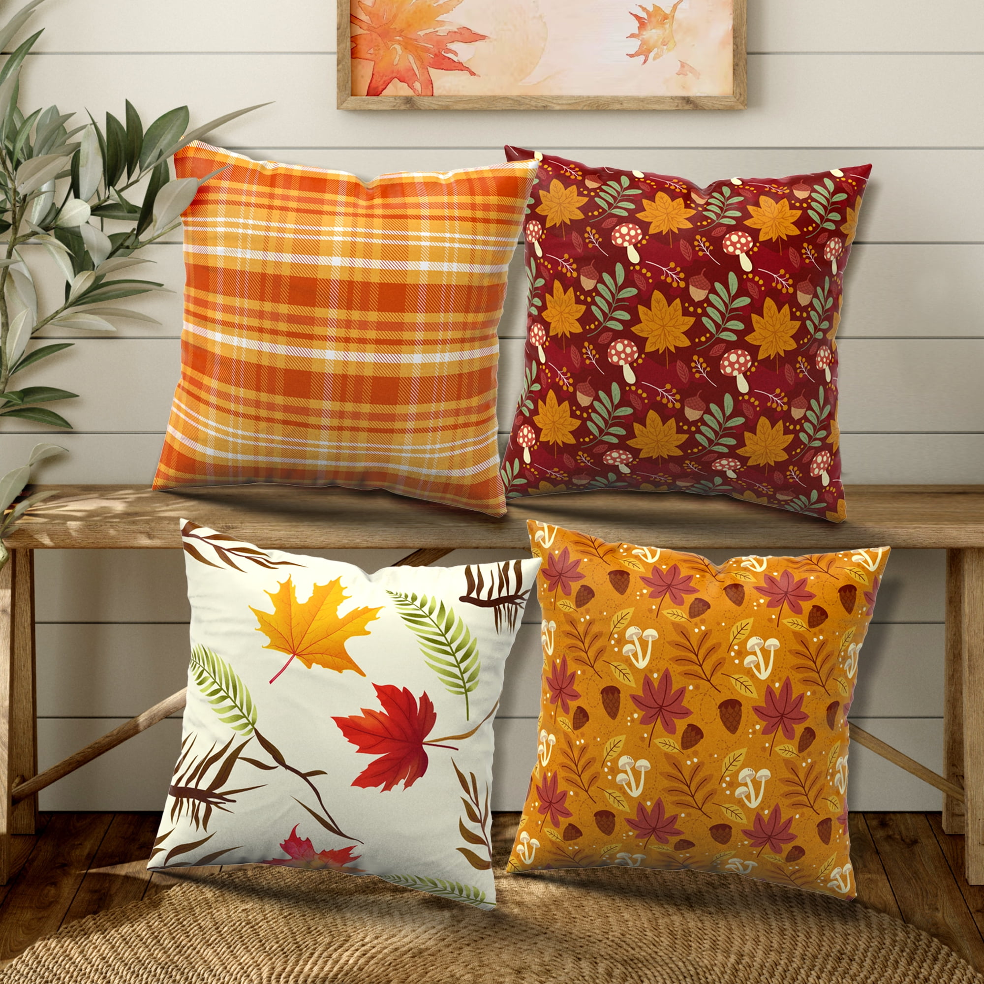 MIKE & Co. NEW YORK Fall Season Decorative Throw Pillow Leaves 18