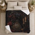 thumbnail image 5 of Raven Alcove with Antique Frame, Dark Romantic Autumn Scene, Soft Flannel Blanket for Living Room and Reading Nook, Art Lovers Autumn Gift, Festive Home Decor, 5 of 9
