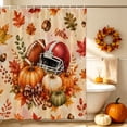 thumbnail image 3 of Orange Pumpkin Shower Curtain, Waterproof Shower Curtains for Bathroom, Fall Thanksgiving Maple Leaf Rugby Rustic Washable Fabric Bathtub Curtain Set Bath Decor with 12 Hooks Stall 36"x72", 3 of 8