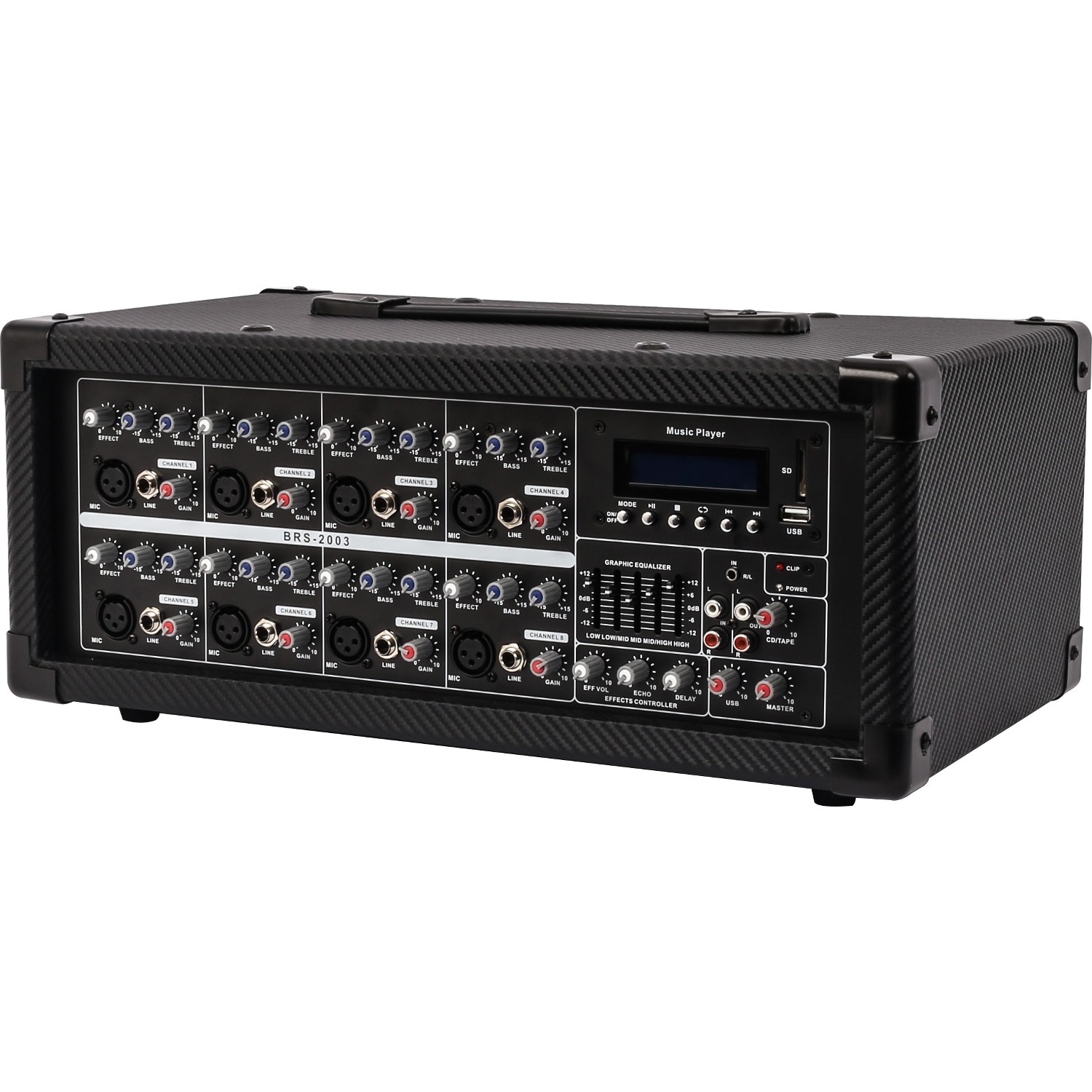 Samson BRS2003 8 Ch. Power Mixer Mp3 Player Perp Individual Gain Control Effect Loop Walmart