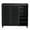 Black, variant on Shoe Cabinet Rustic Entryway Storage Organizer with 2 Doors 5 Open Compartments MDF Construction Tabletop with Raised Edge for Hallway Mudroom