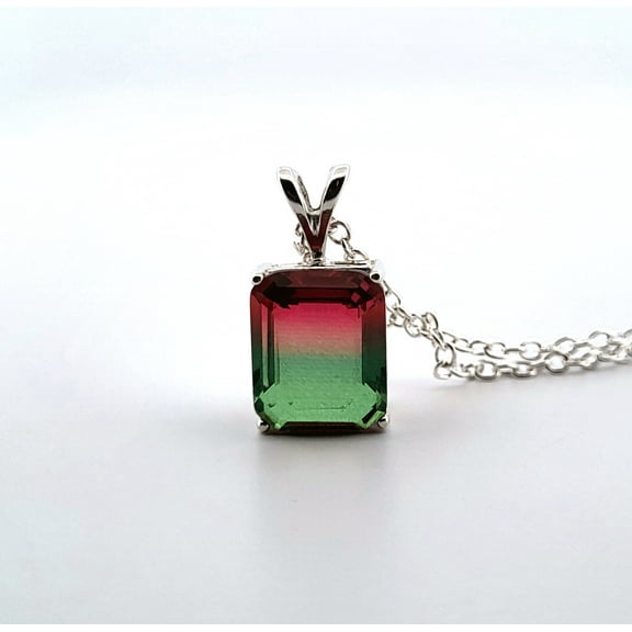 3.3ct Watermelon Tourmaline Sterling Silver Necklace 33RGWTSSNMG