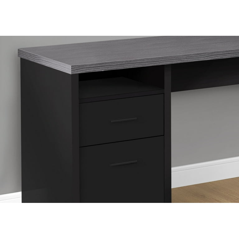 Computer Desk, Home Office, Corner, Left, Right Set-Up, Storage Drawers,  80L, L Shape, Work, Laptop, Metal, Laminate, Black, Grey, Contemporary,  Modern, Big Sandy Superstore