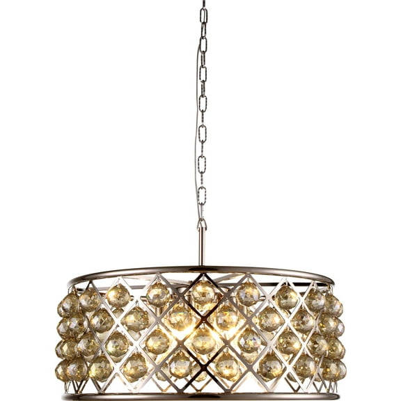 Pendant MADISON 6-Light Golden Teak Smoky Crystal Polished Nickel Gold F EL-3490