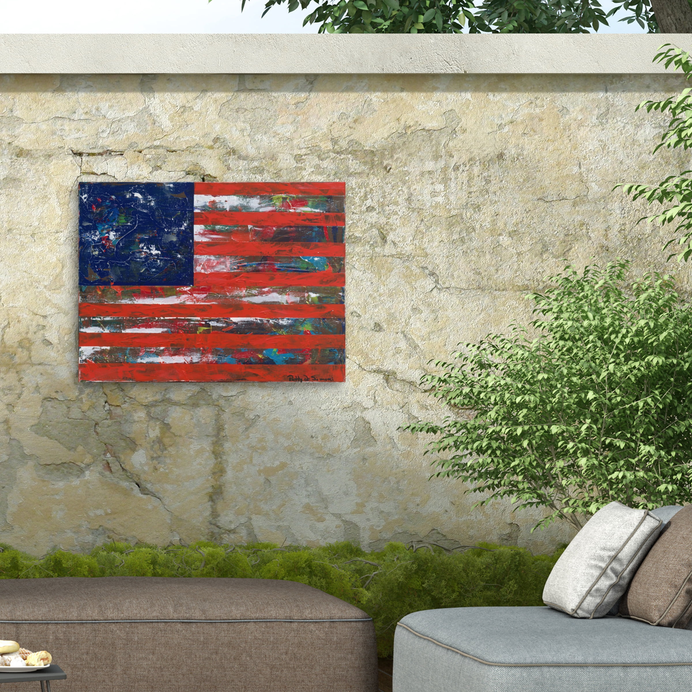 Patricia Alvez 'American Flag' Outdoor Canvas 18x24
