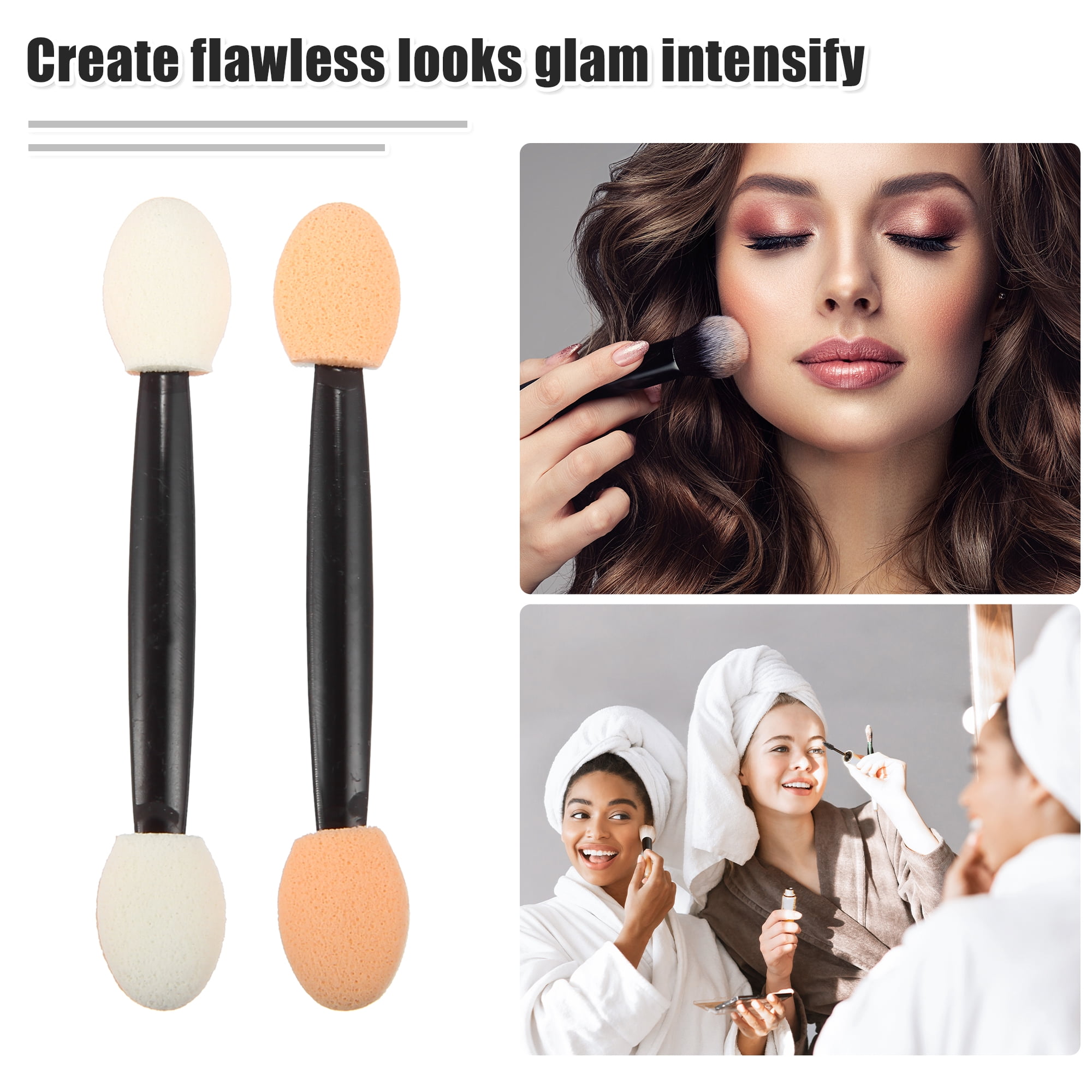 Unique Bargains 25 Pcs Dual Sided Eye Shadow Sponge Applicators with Container for Makeup