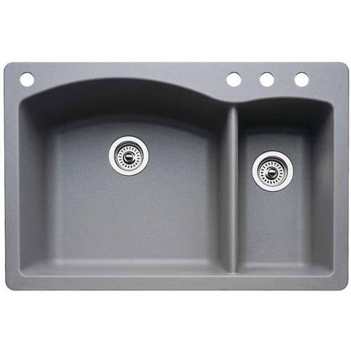 Blanco 441282 4 Diamond 22 X 33 Double Basin Granite Drop In Or Undermount 4 Hole Residential Kitchen Sink Available In Various Colors Walmart Com Walmart Com
