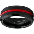 thumbnail image 3 of Metal Masters Mens Tungsten Carbide Black Wedding Band Engagement Ring Grooved Red Center Comfort-Fit 10, 3 of 8