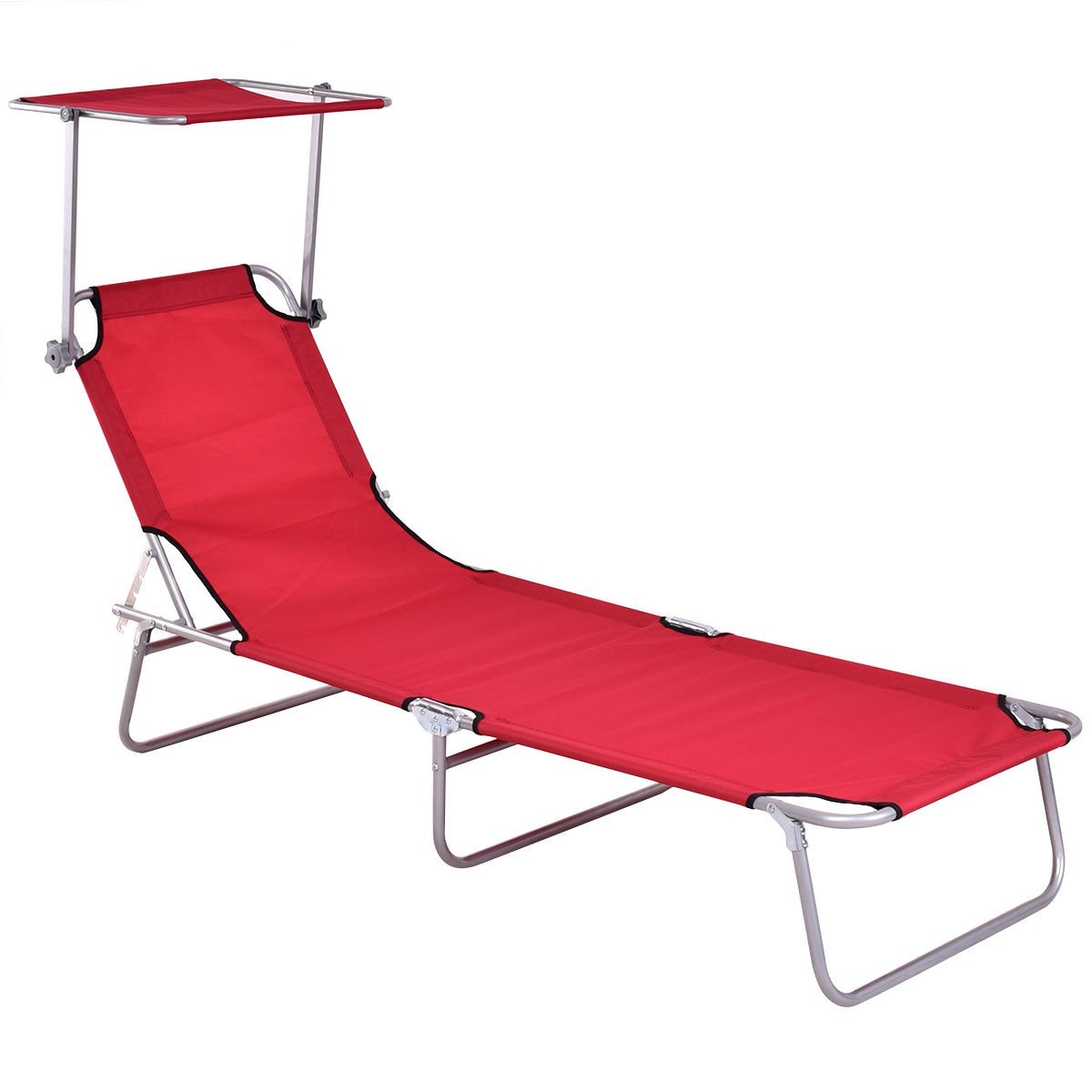 Foldable Relaxing Lounge Beach Chair - Black - Walmart.com