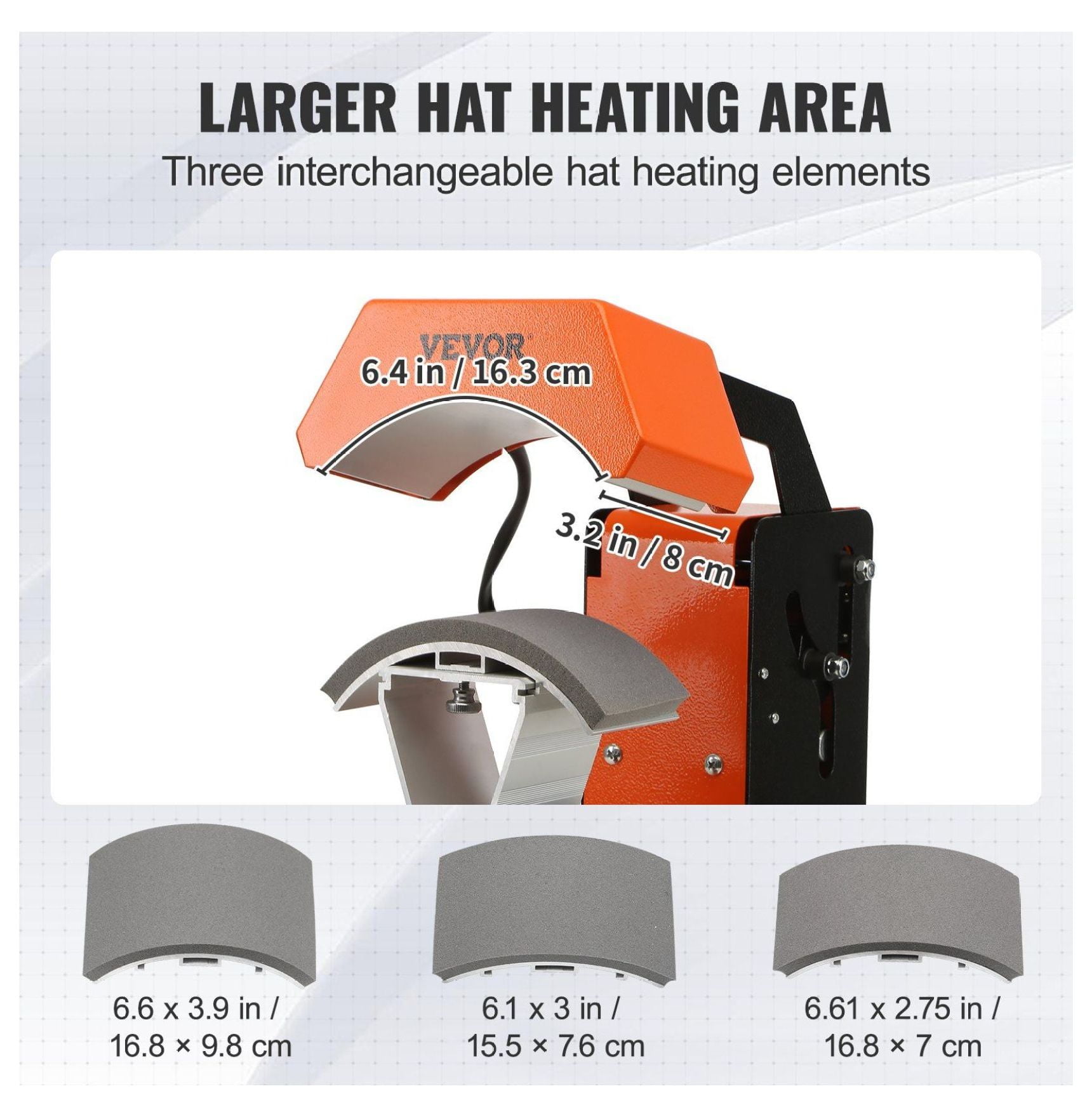 Hat Heat Press Machine 6.4x3.5in TriGol Sublimation Cap Press, 3-in-1 Auto Clamshell Transfer Press, Digital Control Panel, 3 Heating Pads for Hats, DIY Crafts