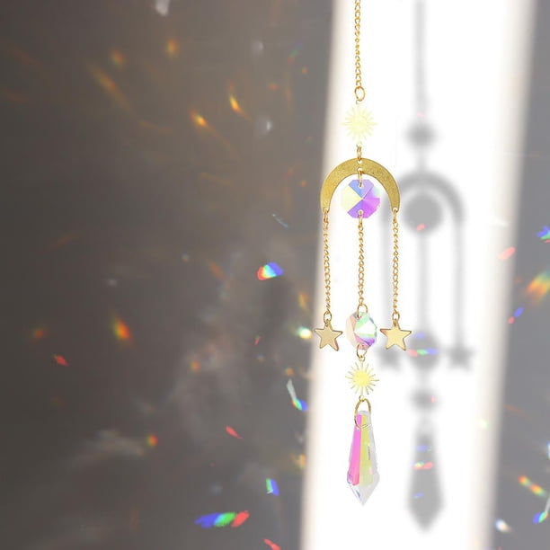 Receptor de luz colgante Wdftyju cristal colgante Metal Moon Sun Garden Wall Wind Chime 62