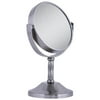 Swivel Vanity Mirror- Pedestal- Satin Nickel 3x-1x