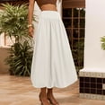 thumbnail image 2 of Paiwinds Women's Ankle Length Solid Stretchy Elastic Waist A-Line Skirt Flowy Casual Long Skirt for Daily and Relaxed Wear, 2 of 9