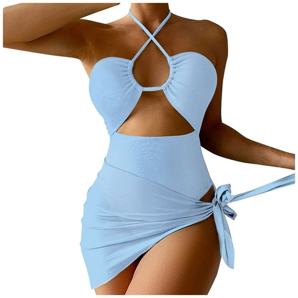 Women's Swimwear Bikini 2 Piece Plus Size Swimsuit Open Back Printing for Big  Busts Flower Pink Blue Halter V Wire Bathing Suits Sexy Vacation Fashion  2024 - $24.99