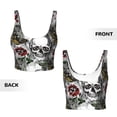 thumbnail image 5 of Xecao Skulls Roses for Sports Bra with Removable Pads, Crop Tank Top Design, Women's Longline Sports Bra - Non-Wired - Small, 5 of 9