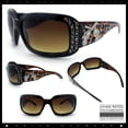 thumbnail image 2 of SA106 Bling Cross Revolver Gun Jewel Rhinestone Rectangular Fashion Sunglasses Tortoise Frame - Gradient Brown Lens, 2 of 6