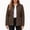Brown, variant on Women's Collared Waist Defined Quilted Jacket, Long Sleeve Button Down Coat with Patch Pockets, Sizes S-3XL