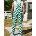 thumbnail image 3 of Overalls for Men Checkered Jumpsuits Stretchy Rompers Work Bibs Coveralls(Green Checkered,2XL), 3 of 14