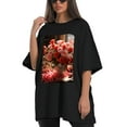 thumbnail image 4 of Plus Size Shirt for Women Black Tops for Women Oversized Short Sleeves Shirt for Women Valentine's Day (4) T Shirt Crewneck Shirt for Women 3XL, 4 of 5