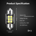 thumbnail image 2 of GFDYREE 8 PCS Car LED Car Bulb Kit Set, 31mm High Brightness Car LED Reading License Plate Light, Error Free LED Double Tip Light for Interior Map Dome Lights and License Plate Courtesy Ligh, 2 of 7