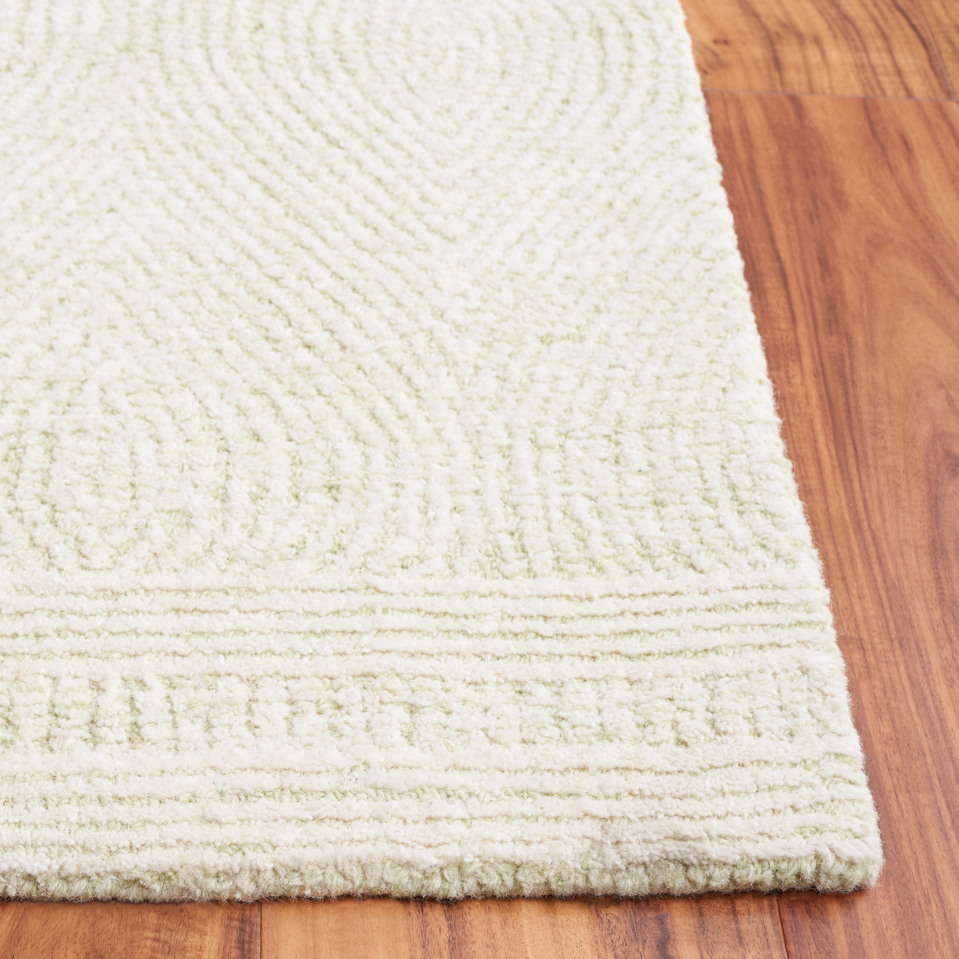 SAFAVIEH Abstract Caelestinus Ogee Wool Area Rug, Green/Ivory, 6' x 6' Square
