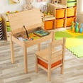 thumbnail image 4 of Gymax Kids Table and Chair Set Wood Activity Study Desk w/ Storage Drawer Hook Natural, 4 of 10
