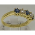 thumbnail image 4 of LBG British Made 14k Yellow Gold Natural Sapphire September Birthstone & Cultured Pearl Womens Eternity Ring - 33 size options - Size 8, 4 of 8