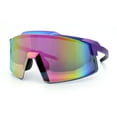 thumbnail image 5 of Mens Color Mirror Oversized Shield Sport MTB Style Plastic Sunglasses Purple Mirror, 5 of 8