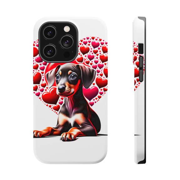 DistinctInk Tough Case for Apple iPhone 15 PRO (6.1" Screen), Compatible with MagSafe Charging - Valentine's Day Cirnechi dell’Etna Puppy