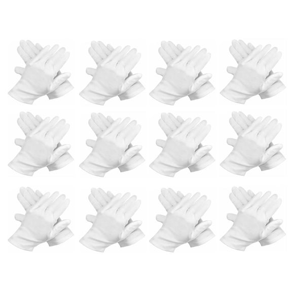 12 Pairs White Cotton Gloves for Women, Breathable, Lightweight, Hygroscopic Work Gloves, Jewelry, Inspection, Etiquette, Protective Handwear for Cold Weather