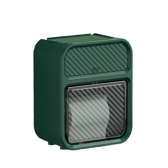 MERILER Bathroom Tissue Box - Impermeable Wall-Mounted Punch-Free Toilet Paper Storage Rack (Green, 1 Count)