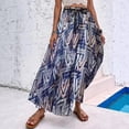 thumbnail image 5 of Women's Boho Skirt Waisted Drawstring Pleated A Line Skirts Flowy Vacation Beach Long Skirts, 5 of 5