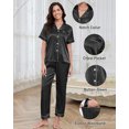 thumbnail image 6 of Womens Silk Satin Pajamas Set 2pcs Short Sleeve Button Down Pajama Set Womens Satin Sleepwear Set with Long Pant Womens Soft Loungewear Set, S-XXL, 6 of 11