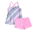 thumbnail image 6 of Women 2 Piece Tankini Set Plus Size Sleeveless Print Halter High Waist Shorts Modest Quick Dry Bathing Suit (5XL, Purple), 6 of 6
