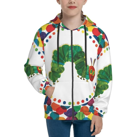Youth Hungry Caterpilla Zip Up Graphic Hoodie with Pockets Comfort Long Sleeve Soft Hoodies