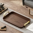 thumbnail image 5 of Chanana Imitation Wooden Serving Tray with Gold Handles, Food Tray for Breakfast, Coffee Table, Dinner & Bar, Decorative Tray for Kitchen, Bedroom, 5 of 6
