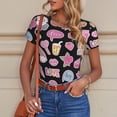 thumbnail image 6 of KLL Women 's Crew Neck Bodysuit Jumpsuits Elements Print Short onesies Stretch T Shirts, 6 of 7