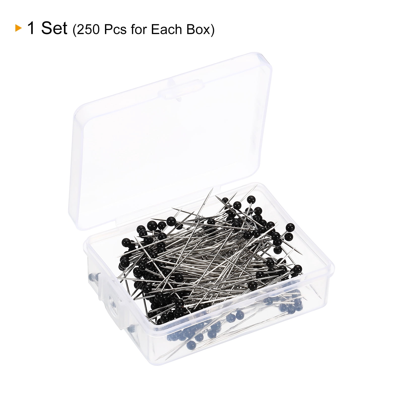Unique Bargains Sewing Pins Ball Glass Head Straight Quilting Pin Black 250 Pcs