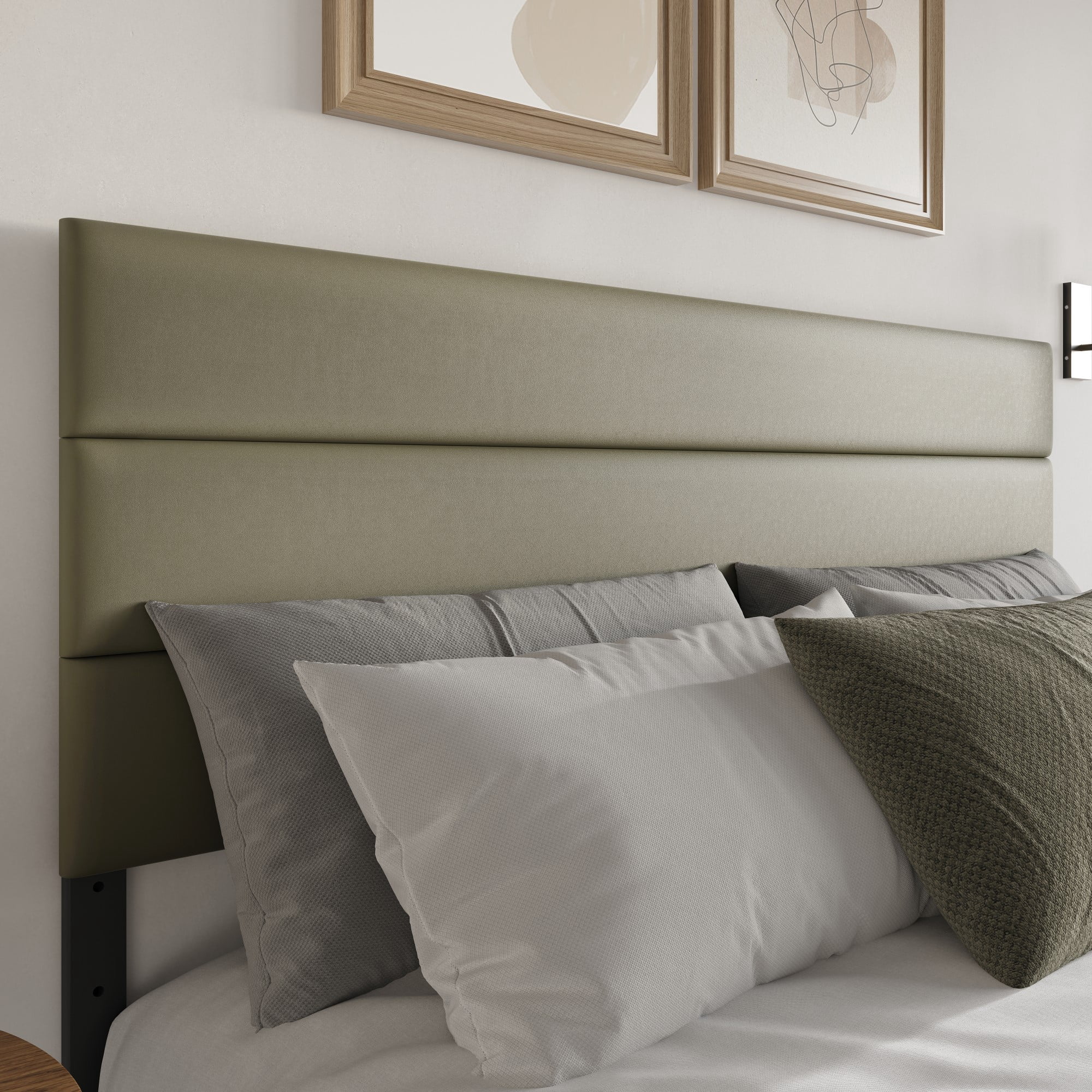 Home Design Scranton Twin Upholstered Headboard with Padded Surface and Soft Fabric, Silver, Easy Assembly