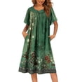 thumbnail image 2 of Oudiya Womens Nightgown Short Sleeve House Dress with Pockets-Floral Print Mumu Dress, 2 of 6