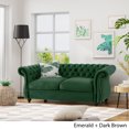 thumbnail image 5 of Velvet Sleeper Loveseat Sofa Bed, 61 Inch Emerald Green Convertible Couch with Pillows for Living Room, Apartment, Office, Small Spaces, 5 of 9