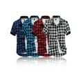 thumbnail image 1 of Men's Summer Casual Button-Down Plaid Dress Shirt Mens Short Sleeve Shirts Tops, 1 of 4