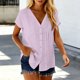 thumbnail image 4 of Camisetas de Manga Corta Extra Larga para las Mujeres con Cuello en V Botón Placa con Cuello Blusa de Túnica, Camisa de Manga Larga Azul Claro Mujeres, 4 of 8