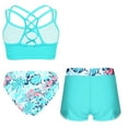 thumbnail image 2 of YONGHS Girls 3 Piece Swimsuits Bathing Suit Sports Crop Top Briefs Swim Trunks Outfits Swimwear Leaf-B 14, 2 of 7